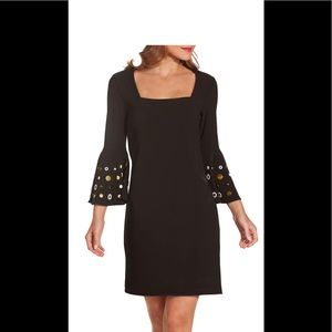 Black grommet sleeve dress. Boston Proper